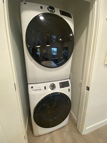 Full size stacked washer and dryer